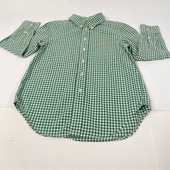 RALPH LAUREN Polo Green Plaid Button Down Long  Sleeve Shirt Boy's Size S(8) - Picture 1 of 9